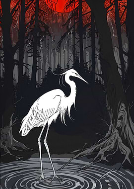 Heron Dark Forest Moon