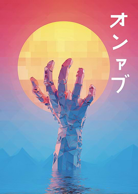 Low Poly Hand Rising from Water