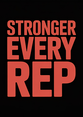 Stronger Every Rep Motivational Text Art
