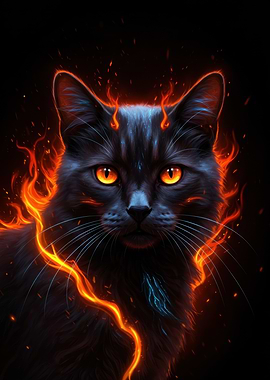 Fiery Cat Portrait