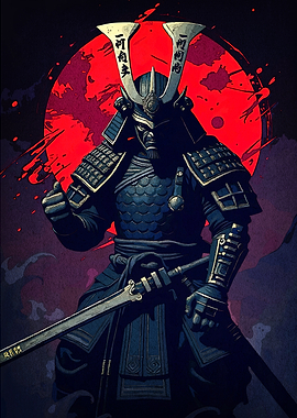 Samurai Warrior Red Moon
