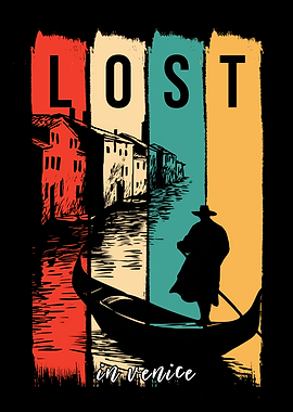 Lost in Venice Retro Illustration