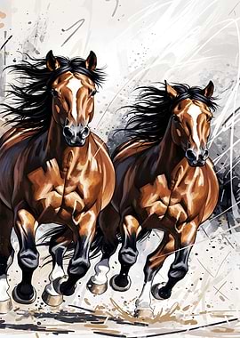Two Horses Running
