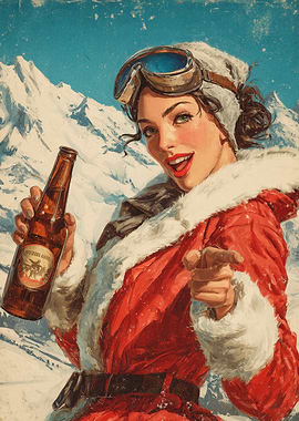 Retro Ski Girl Beer Ad