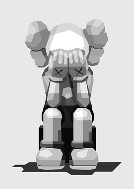 KAWS Companion Figure Sitting Grayscale