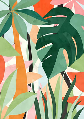 Tropical Leaves Abstract Art