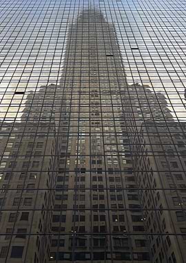NYC Reflections in Glass Facade