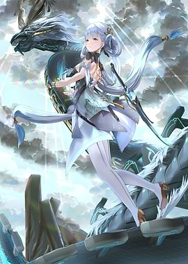 Anime Girl with Dragon Companion