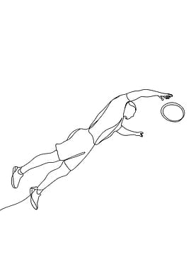 Ultimate Frisbee Player Minimalist Line Art