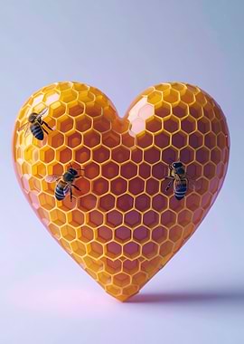 Honeycomb Heart with Bees