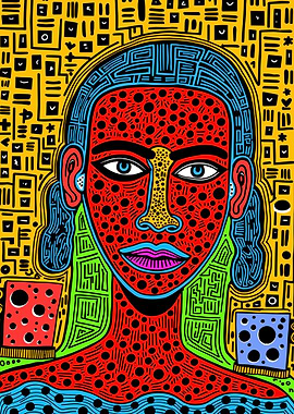 Abstract Portrait with Geometric Background