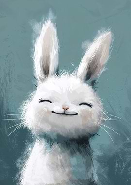 Smiling White Rabbit Portrait