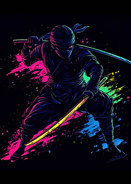 Neon Ninja Warrior with Swords