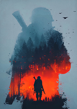 Silhouette of a Soldier in War