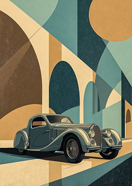 Vintage Car with Abstract Background