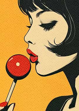Pop Art Woman with Lollipop