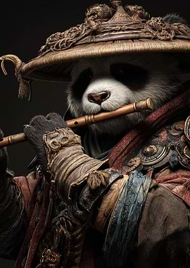 Panda Warrior Flute Player