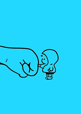 Cartoon Fist Bump on Blue