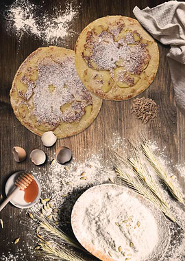 Apple Pancakes with Flour and Honey