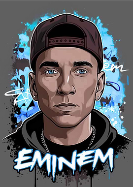 Eminem Portrait with Graffiti Style