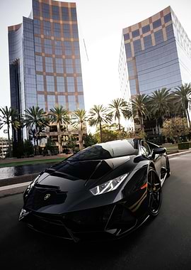 Black Lamborghini in Urban Setting