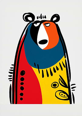 Abstract Colorful Bear Illustration