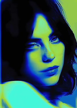 Billie Eilish Portrait in Blue and Green