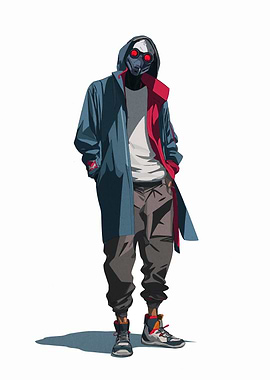 Futuristic Masked Figure in Urban Style