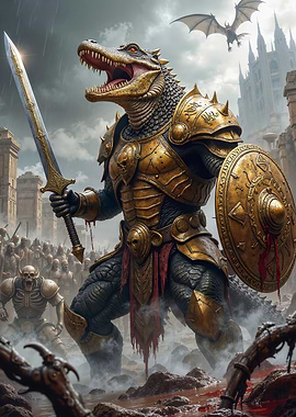 Alligator Warrior in Golden Armor