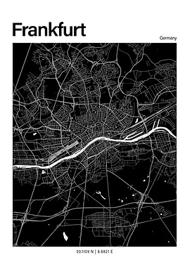 Frankfurt Black and White Map