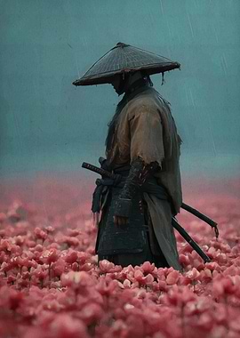 Samurai in Field of Flowers