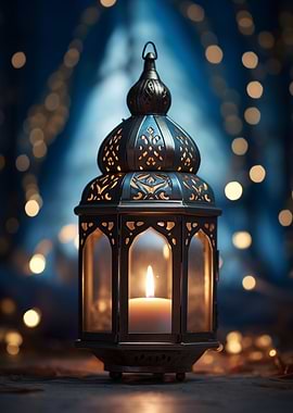 Ornate Lantern with Candlelight Glow