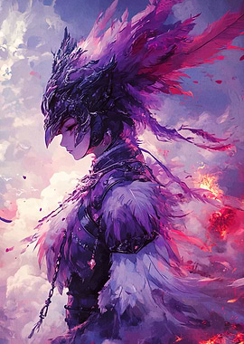 Feathered Warrior in Purple Hues