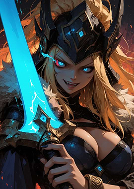 Blonde Warrior with Glowing Sword