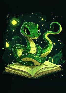Cartoon Snake on Book
