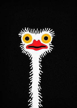 Emu Portrait on Black Background