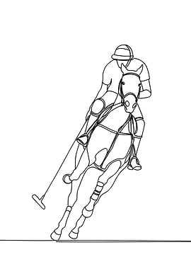Polo Player Minimalist Line Art