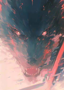 Fiery Wolf Digital Art