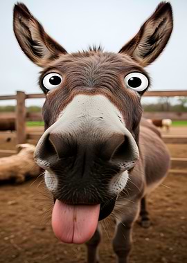 Funny Donkey Close-Up with Googly Eyes