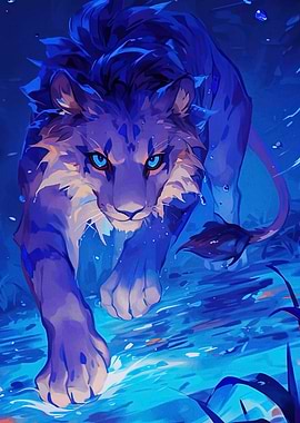 Blue Lion in Water