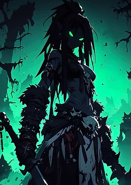Dark Elf Warrior with Glowing Eyes