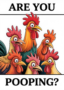 Are You Pooping? Cartoon Chickens