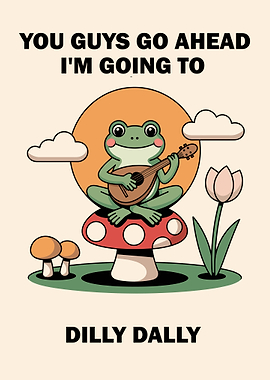 Frog Playing Mandolin on Mushroom