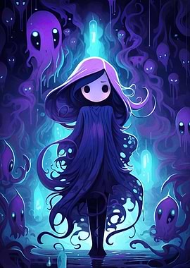 Ethereal Girl with Purple Spirits