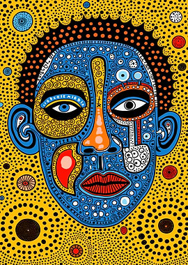Abstract Face with Dots and Patterns