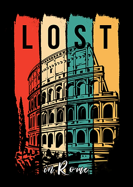 Lost in Rome Colosseum Retro Art