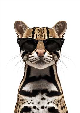 Cool Ocelot with Sunglasses Portrait