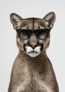 Cool Cougar with Sunglasses Portrait