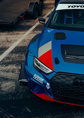 Blue Audi Race Car Close-Up