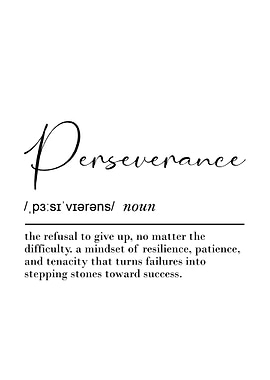 Perseverance Definition Poster Motivational Office Wall Art for Resilience